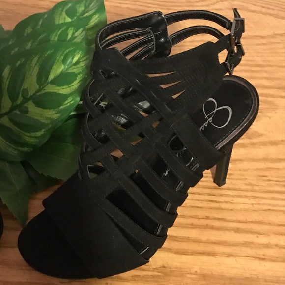 JESSICA SIMPSON Black Suede Strappy Sandals - Picture 3 of 6